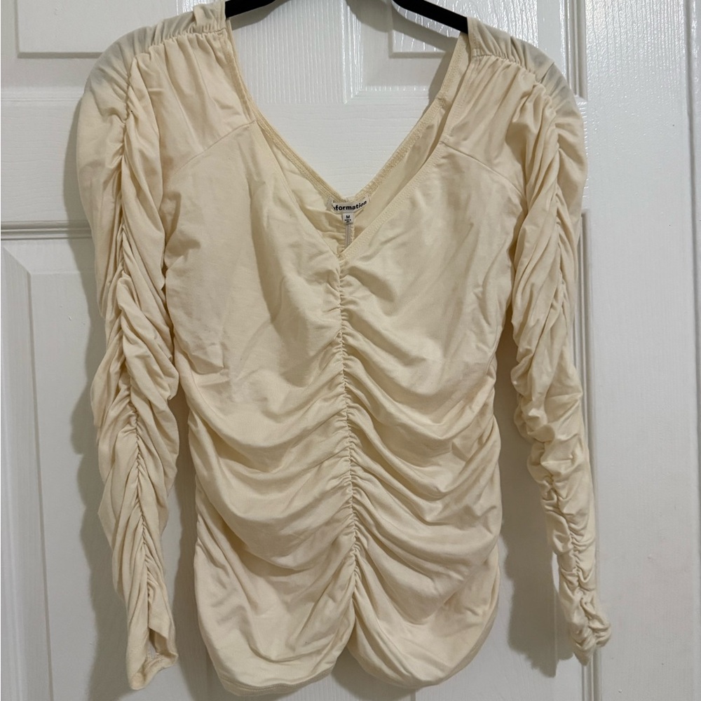 Reformation Ruched Cream Top
